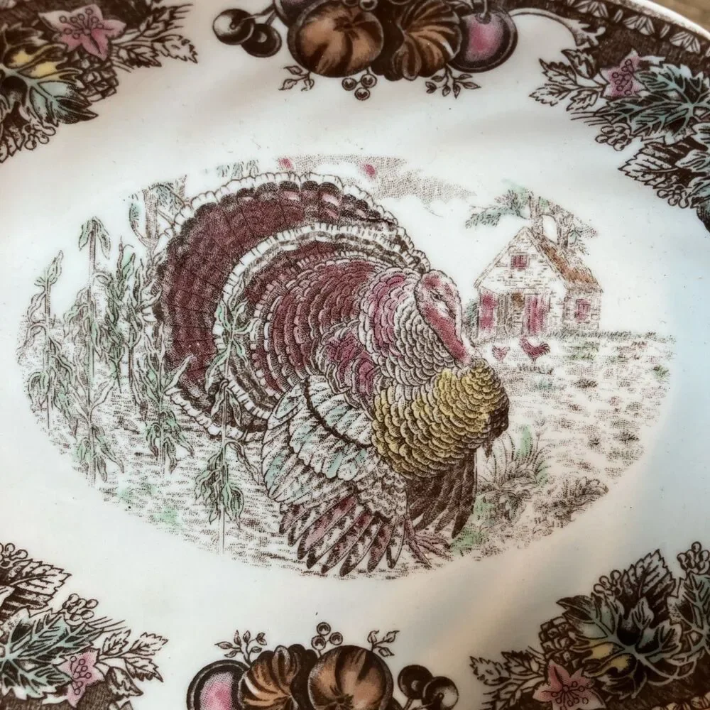 Johnson Brothers Autumn monarch Turkey Gravy Boat Sauce bowl w/plate NWT Sticker